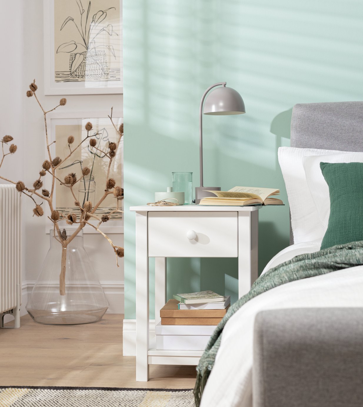 Argos Home Scandinavia Bedside & 5 Drawer Chest Set White